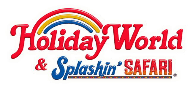 Holiday World & Splashin’ Safari Logo – Celebrating Family Fun Holiday World & Splashin' Safari logo with rainbow and red script