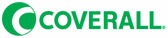 Coverall Brand Logo Coverall logo with green text and circular emblem