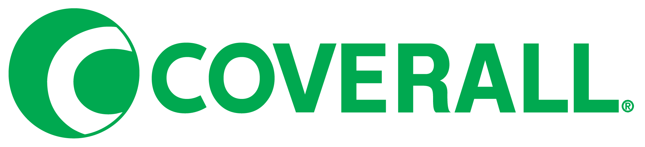 Coverall logo with green text and circular emblem