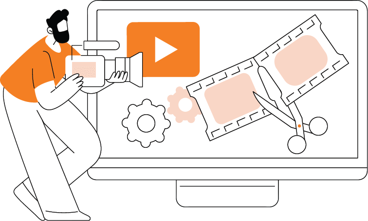Person editing video content on computer.