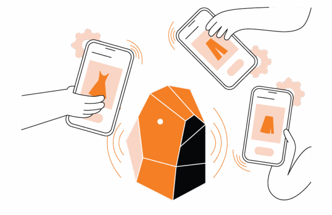 Multiple hands engaging with mobile devices showcasing marketing analytics.